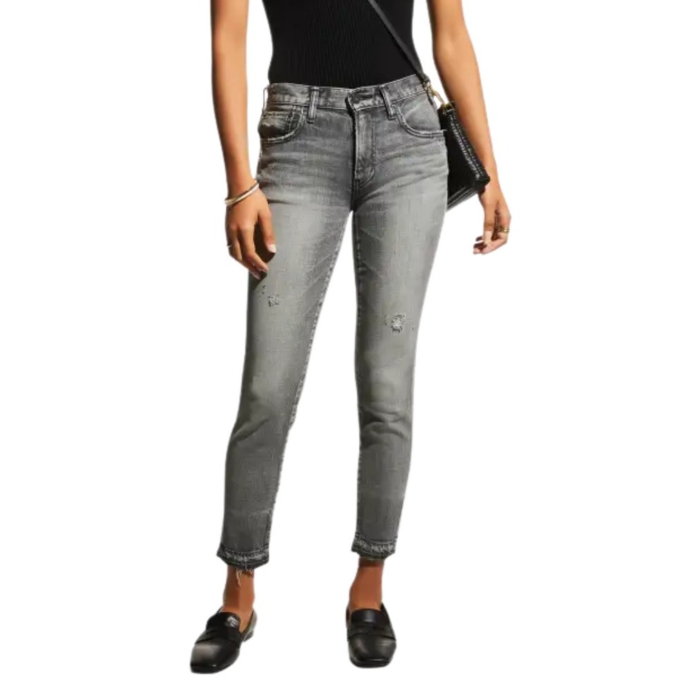 Moussy Vintage Womens Size 29 Gray Cadet Distressed Ankle Made In Japan Denim